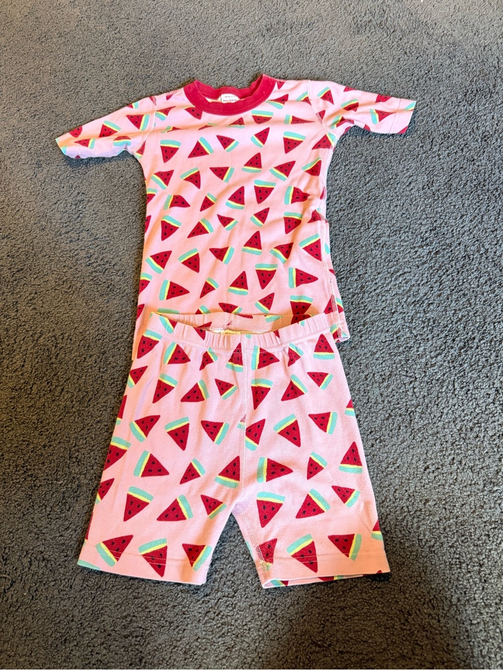 Hanna Andersson watermelon print short john pajama set size 10